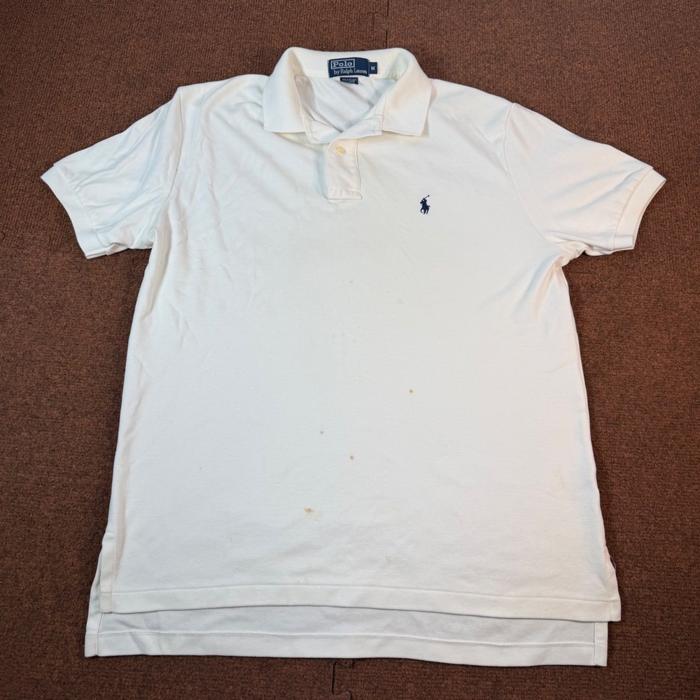 Polo Ralph Lauren Mens Polo Shirt White Short Sleeve Pony Logo Size M *needs oxy